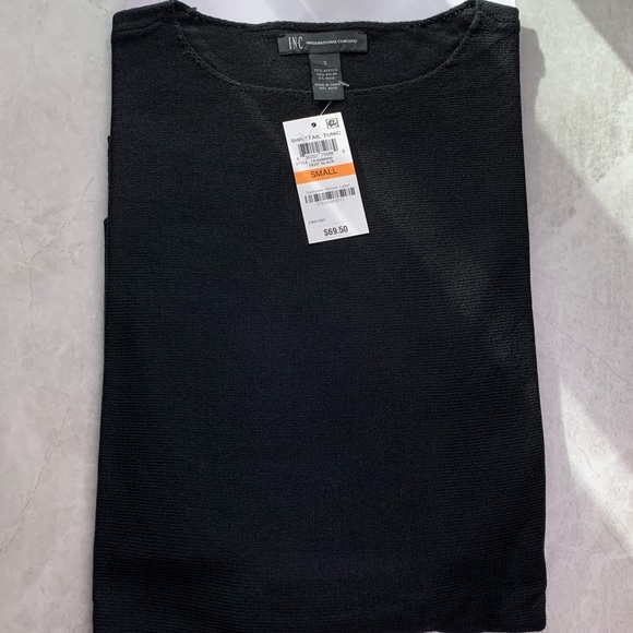 INC Black Crew Neck Shirt Tail Tunic Women’s Sweater Size Small. - Picture 2 of 7